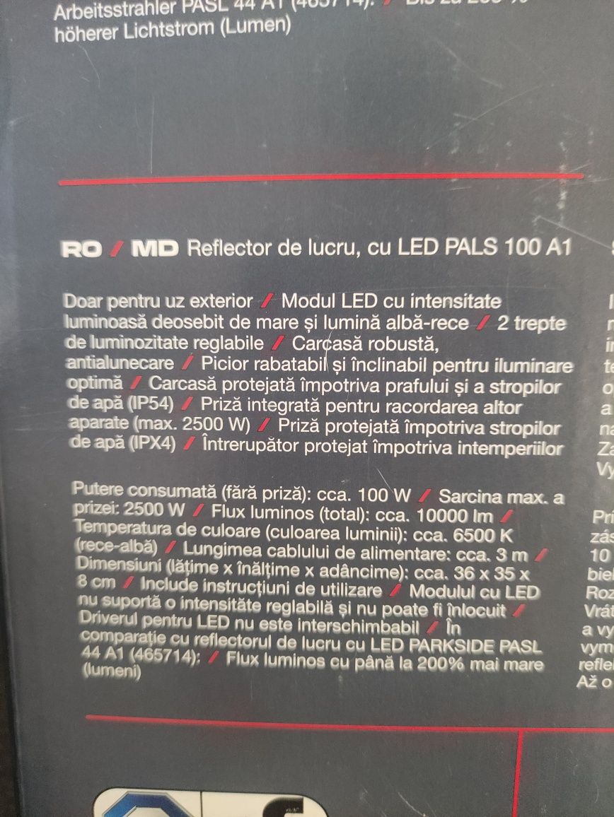 Proiector reflector de lucru LED Parkside Performance