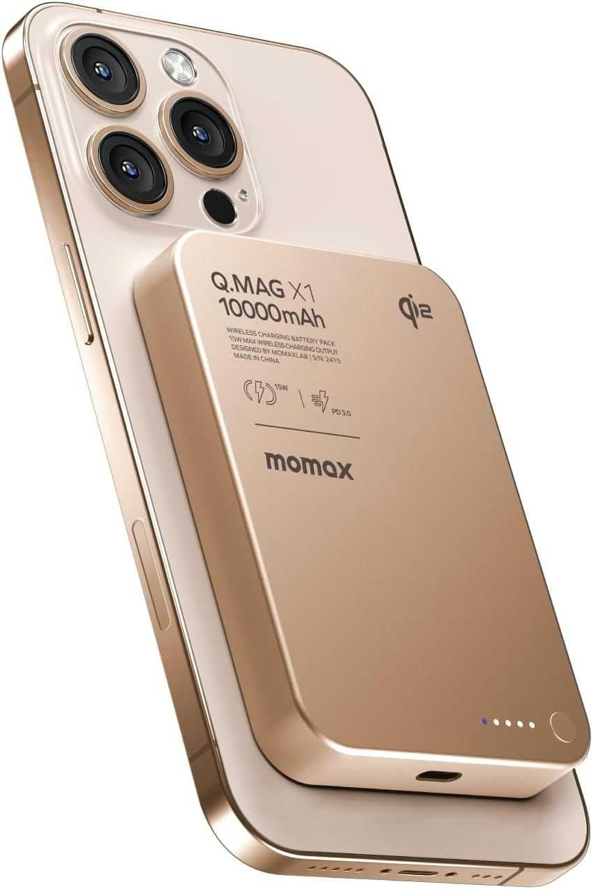 MOMAX Q.MAG Магнитна външна батерия, Qi2, ултратънка 10000mAh, 15W