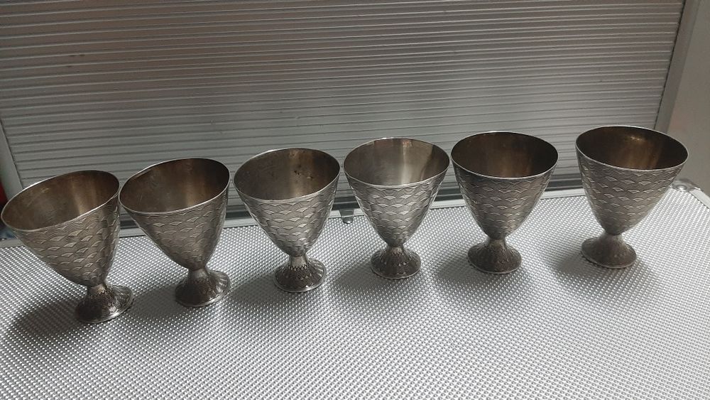 Set 6 pahare din argint 925 vintage lucrate manual
