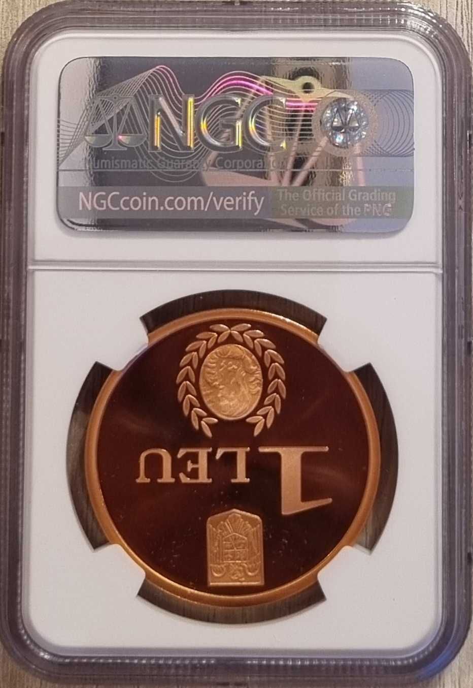 Moneda BNR 1 leu tombac Nicolae Balcescu gradata NGC PF 69 UC