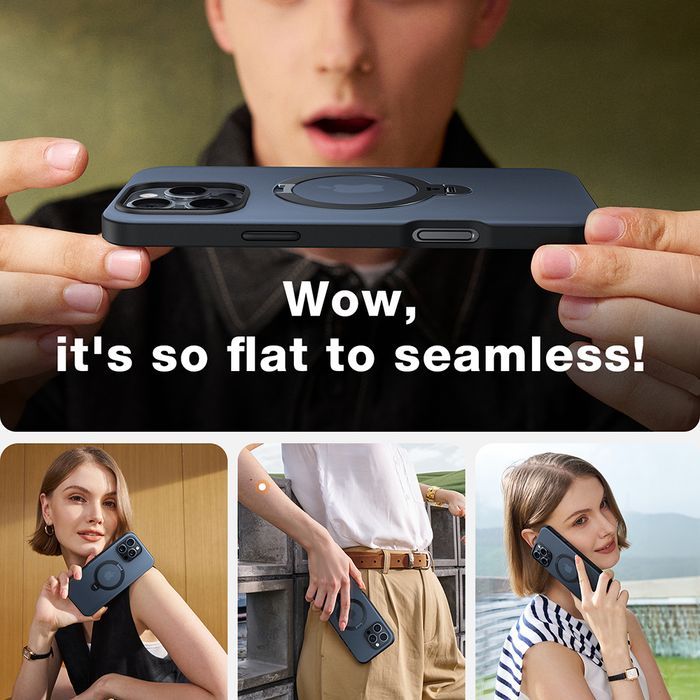 Husa pentru iPhone 17 - Torras Ostand Spin MagSafe Series - Black