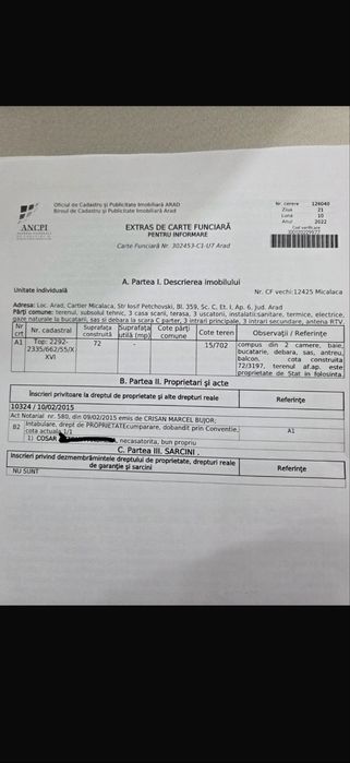 Vând apartament 2 camere decomandat