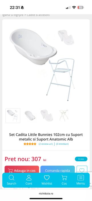 Cada bebe 102 cm cu suport pentru bebe