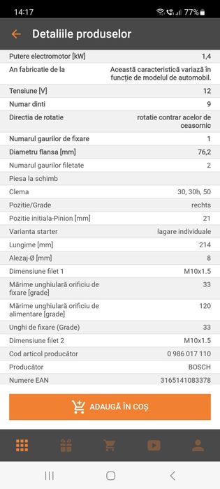 electromotor auto BMW marca BOSCH