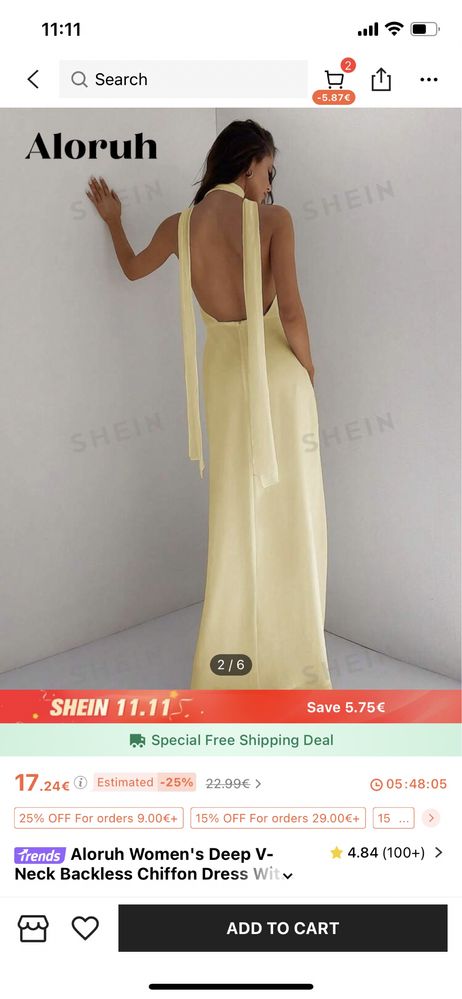 Рокля shein жълта