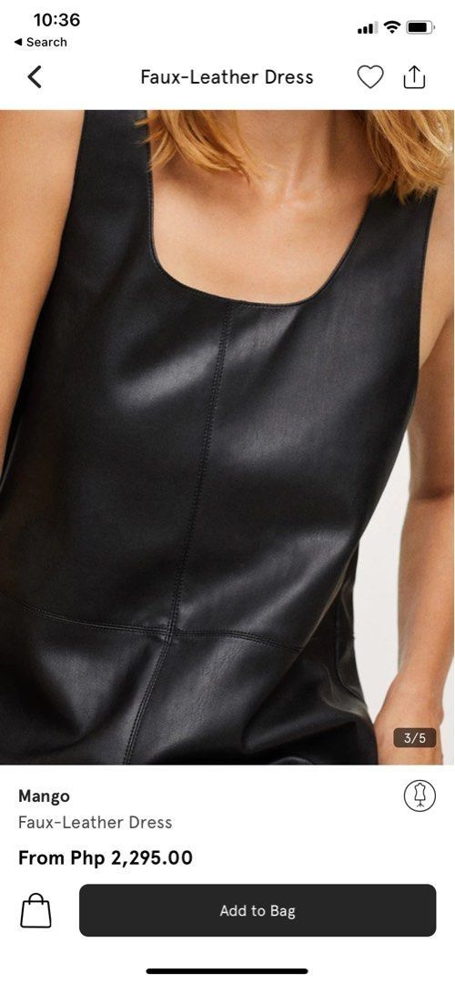 Кожаный сарафан Mango Faux Leather Dress