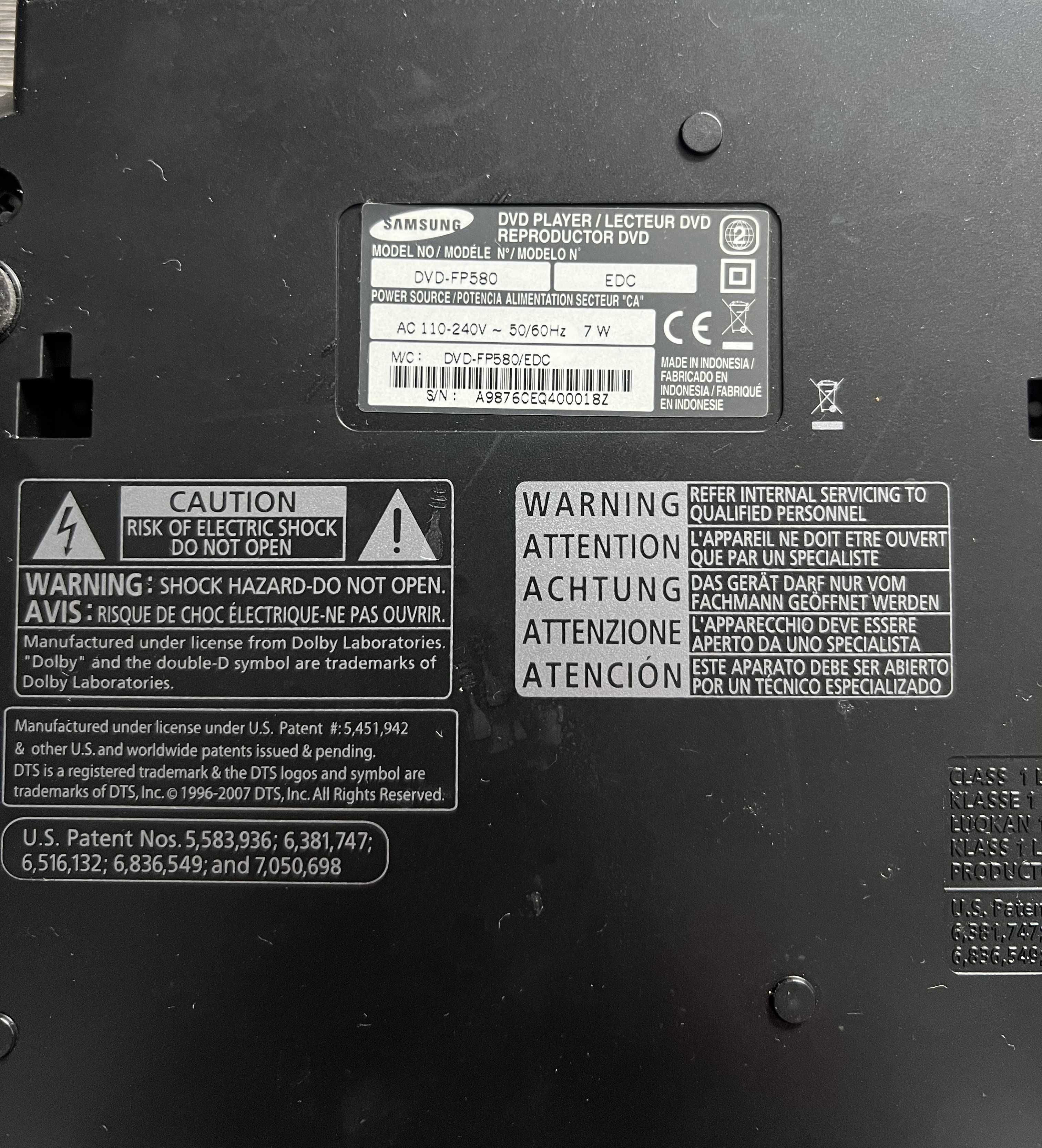 Samsung DVD Player FP580 плеър на дискове за филми музика домашно кино