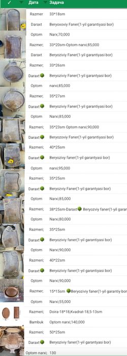 Yog'och idishlar posudalar