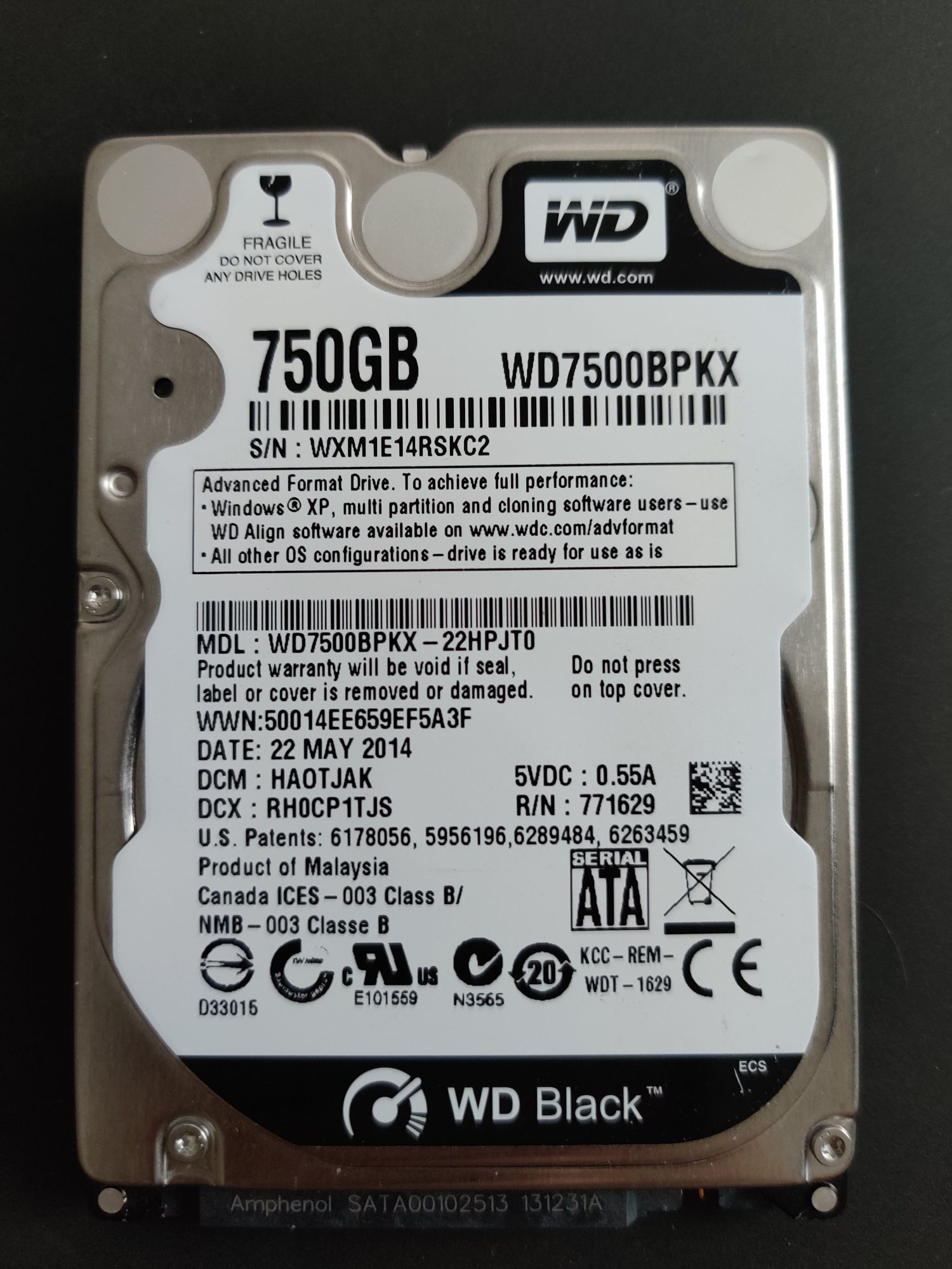 Hard disk Western Digital 750GB Laptop