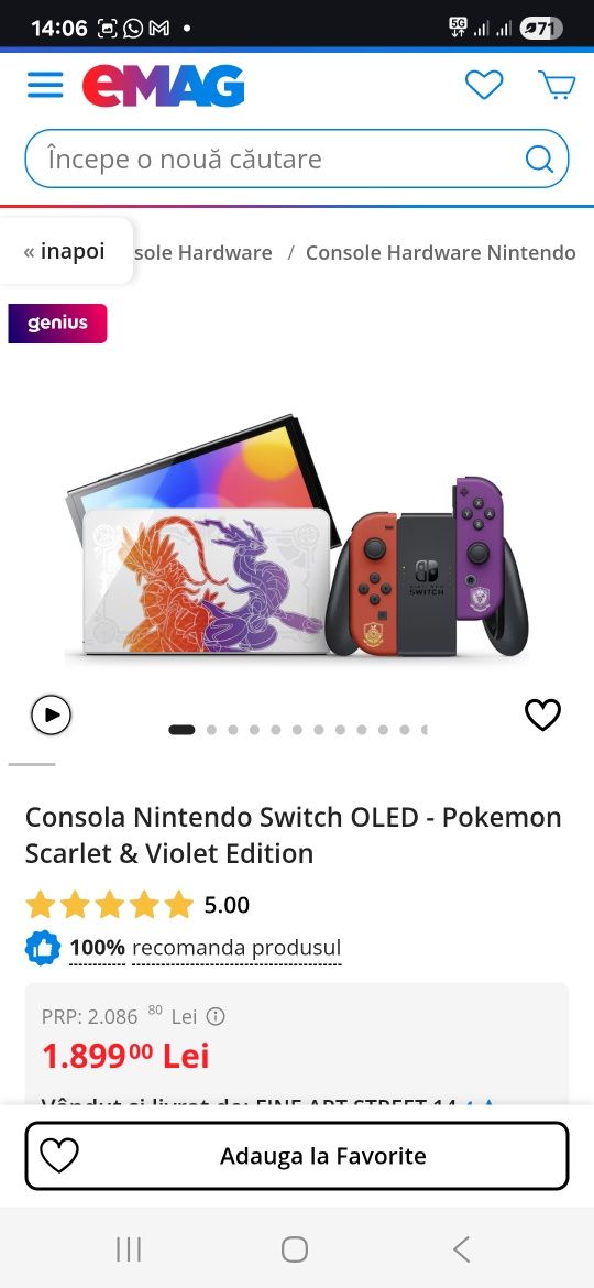 Consola Nintendo Switch OLED - Pokemon Scarlet & Violet Edition, Noua