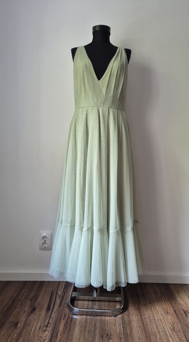 Rochie tull maxi H&M verde menta M