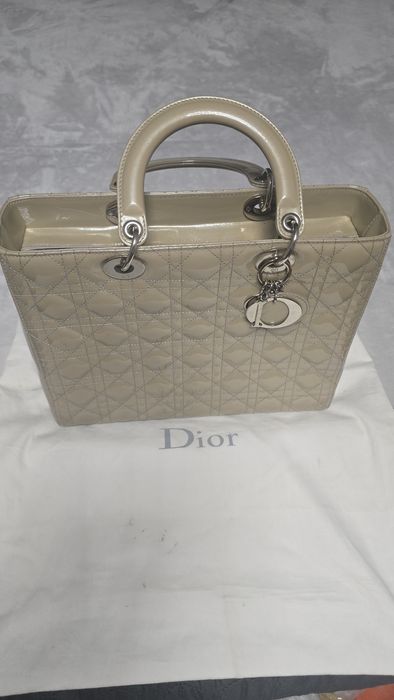 Geanta Lady Dior large size, bej, impecabila,100% originala