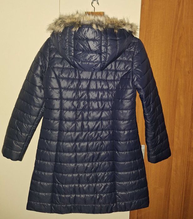 Дълго яке Boohoo с естествен пух на качулката