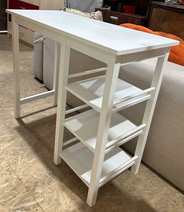 Set Masa de bar cu 2 scaune albe Mobexpert din lemn masiv