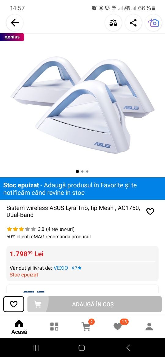 Vand sistem Mesh Asus lyra Trio