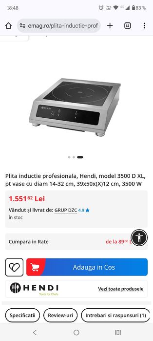 Plita inducție Hendi 3500w