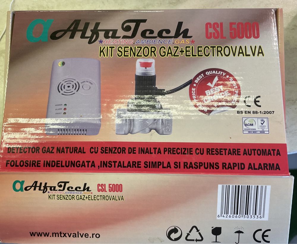 Kit complet Detector gaz Alfa Tech + supapă