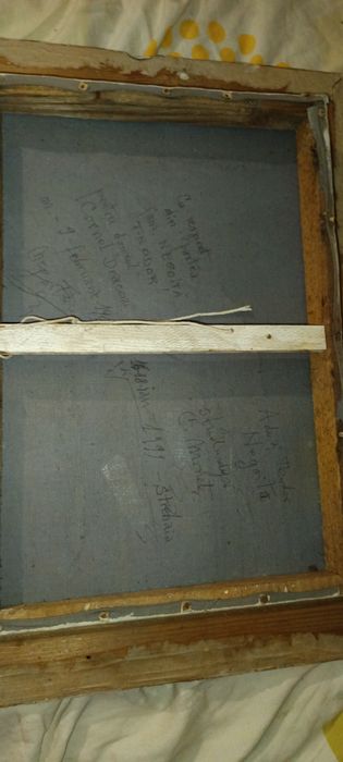 Tablou reprodus manual în ulei pe pânză după celebra lucrare „Femeie c