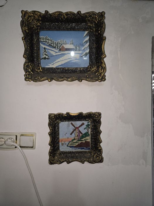 Vand tablouri goblen facut manual cu rama lemn sculptata manual