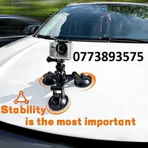 Ventuza tripla camera actiune GoPRO Hero insta360 masina auto strong