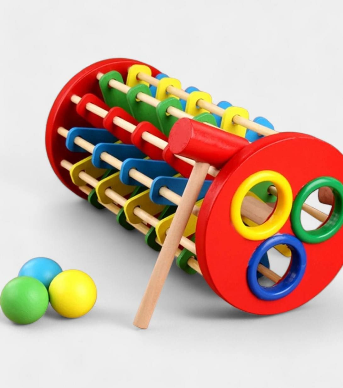 ДетсКая деревянная игрушка с вращающимся шариком