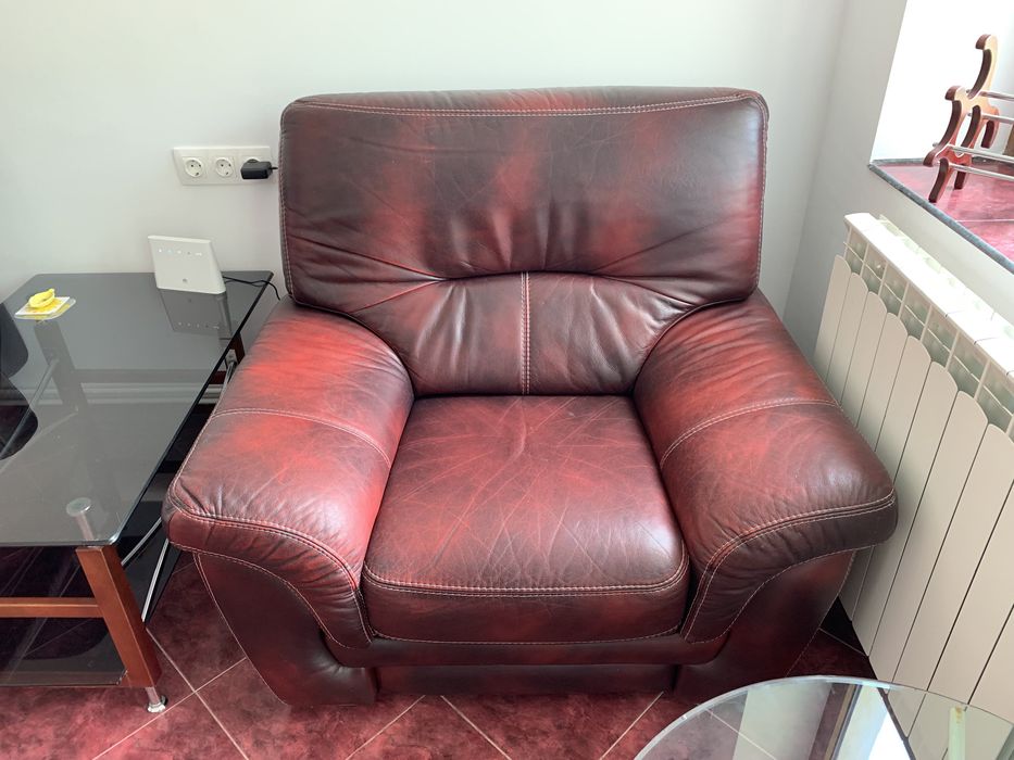 Set canapea + fotolii din piele naturală !