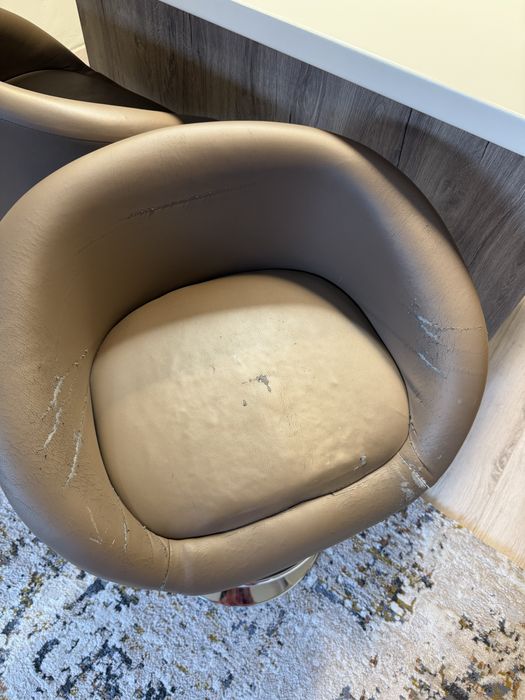 Бар стол, кожен, кафяв