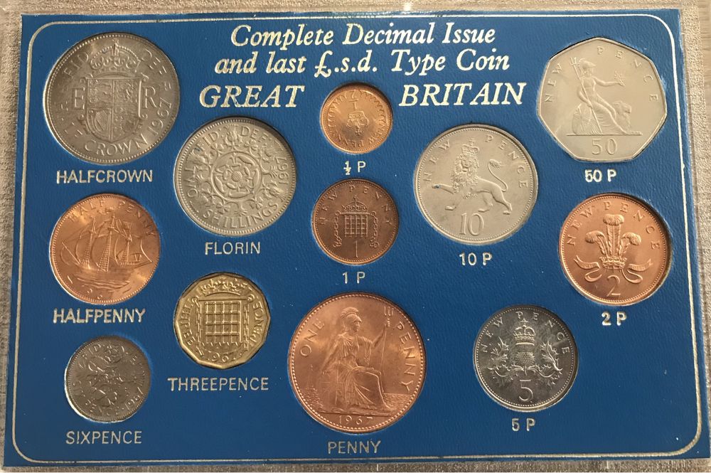 Сет от 12 монети Великобритания от 1967 г. Перфектен, колекционерски.