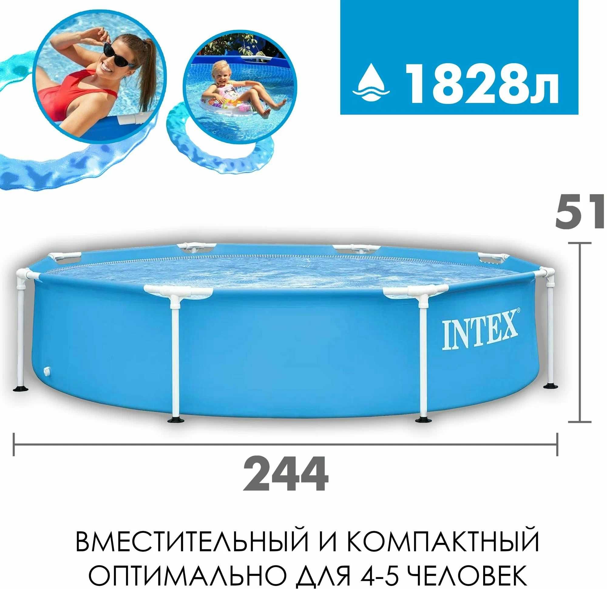 Каркасный бассейн INTEX, 244 * 51 см, 1828 л