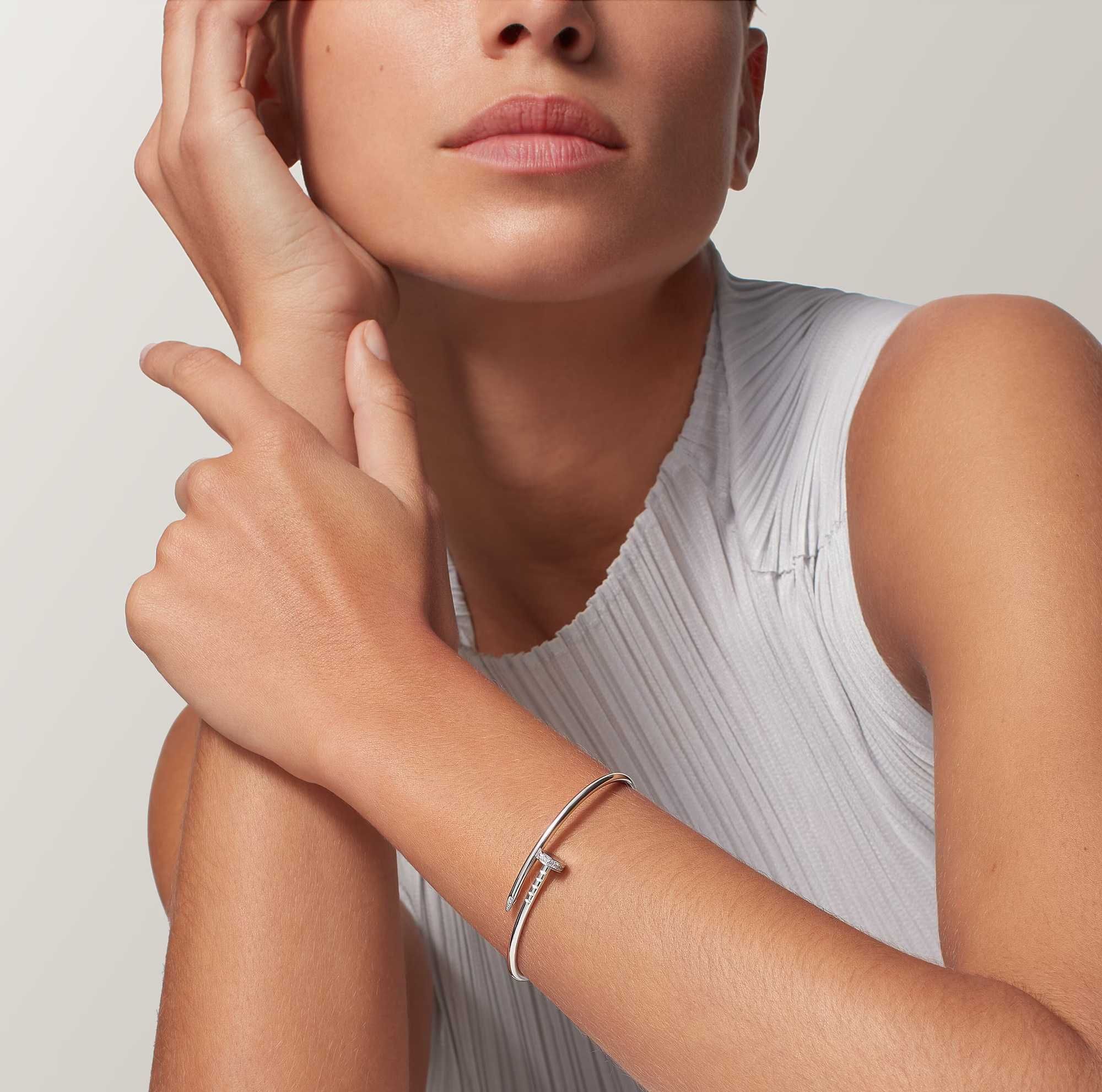 CARTIER Nail Juste un Clou Silver Small Thin Diamonds Гривна Пирон