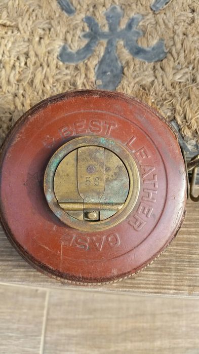 Vand bandă de măsurare feroviară in husă din piele vintage