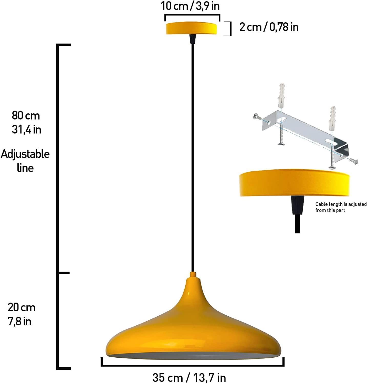 2 x Retro Pendant Light I Champion I Diameter 35 cm Metal E27.