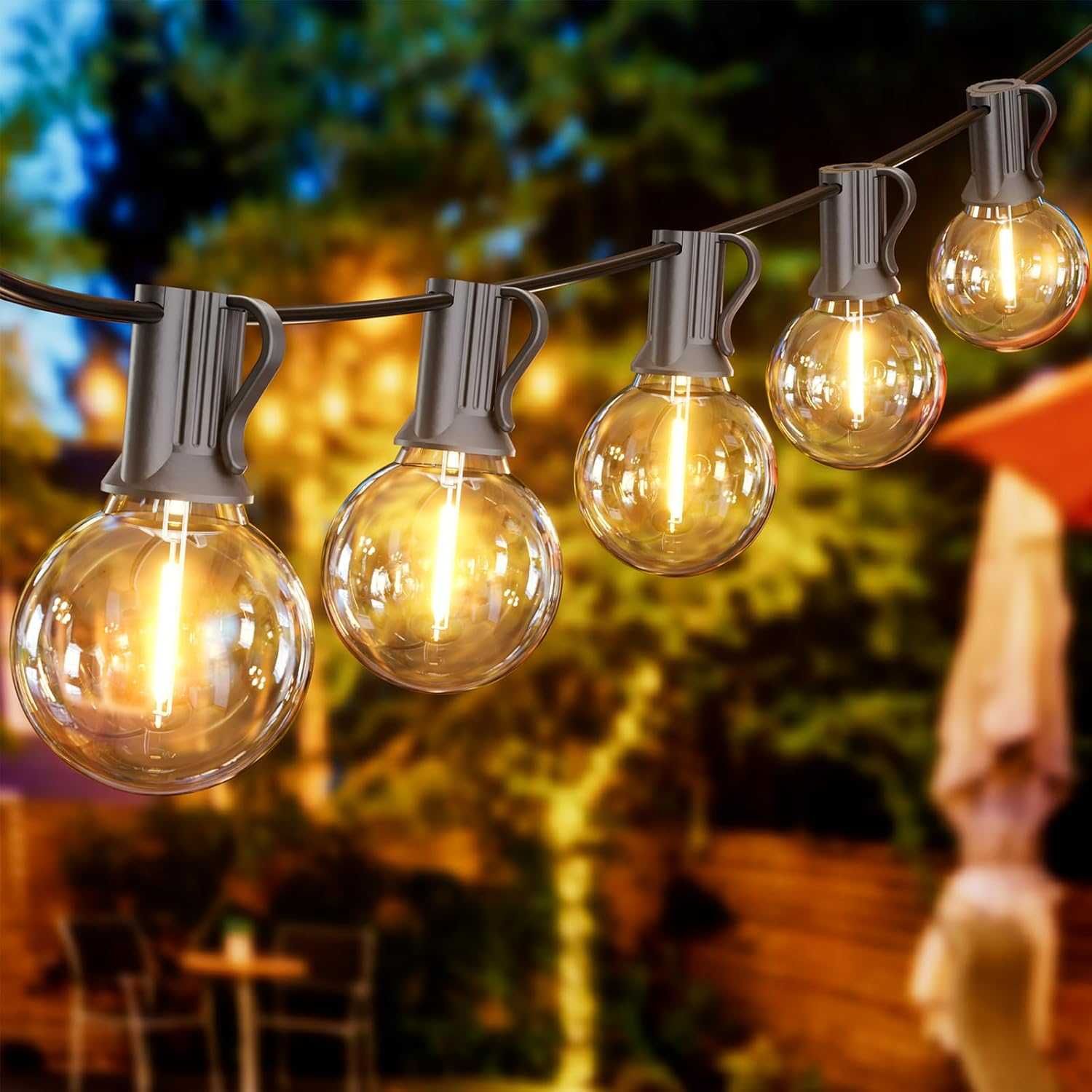 Градински гирлянд с 30 G40 LED лампи + 2 резервни – 20.1 метра, Ip54