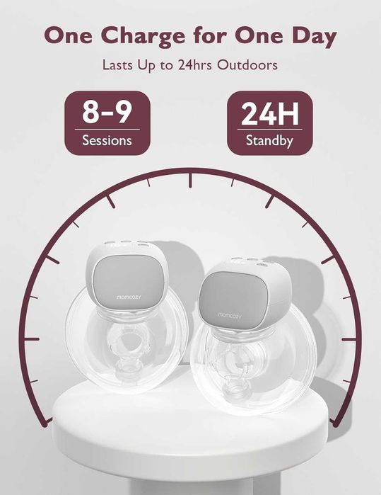 Momcozy S9 Pro преносима помпа за кърма, 2 режима, 9 нива, сива,2 броя