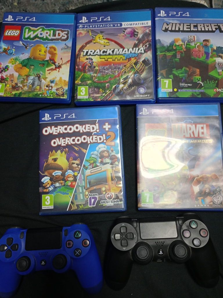 playstation 4 PS, 2 controlere jocuri Minecraft owercooked,lego Marvel