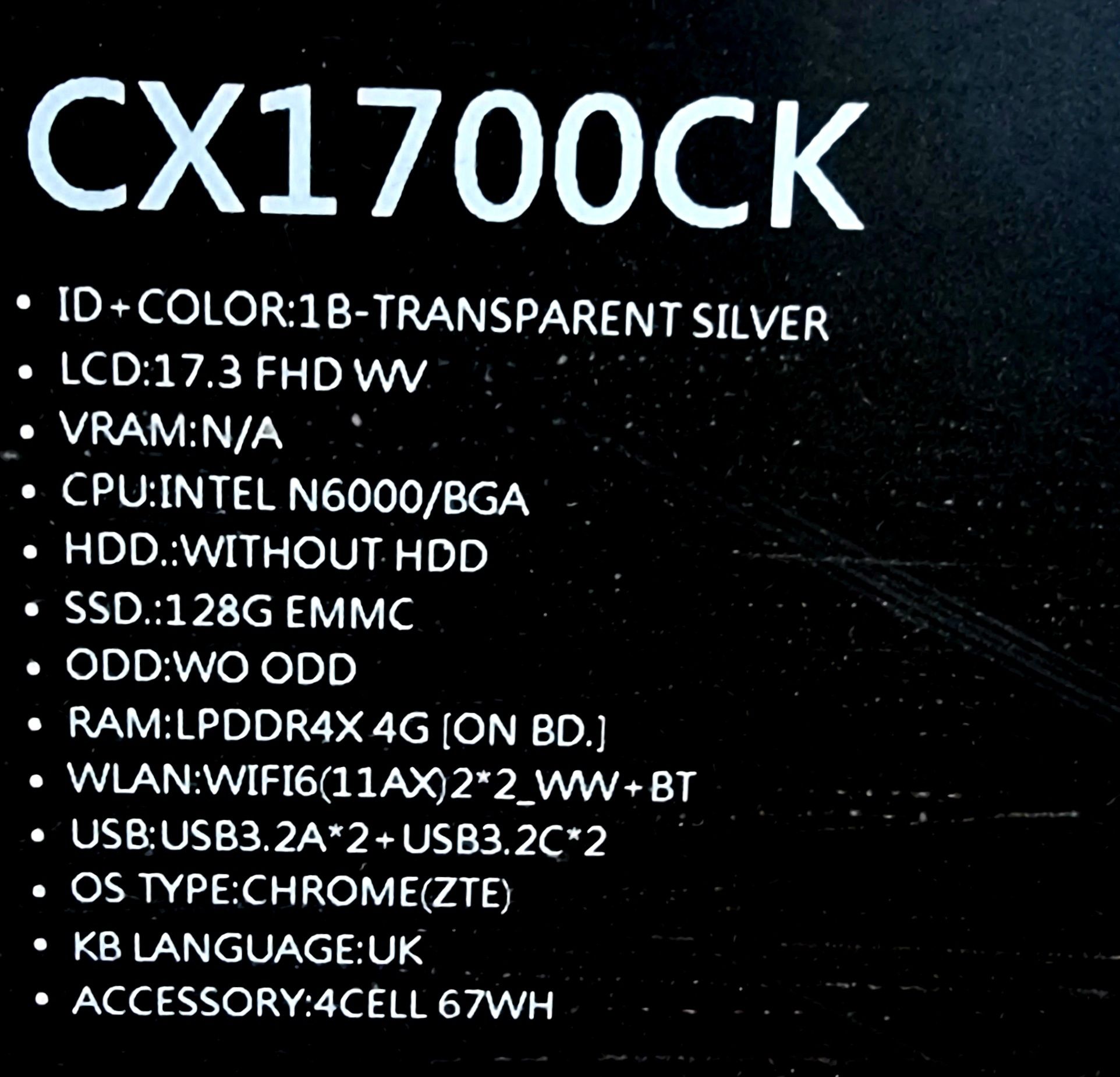 ASUS CX1700 17.3" FHD N6000, 4GB, 128GB Chromebook  SIGILAT Garantie