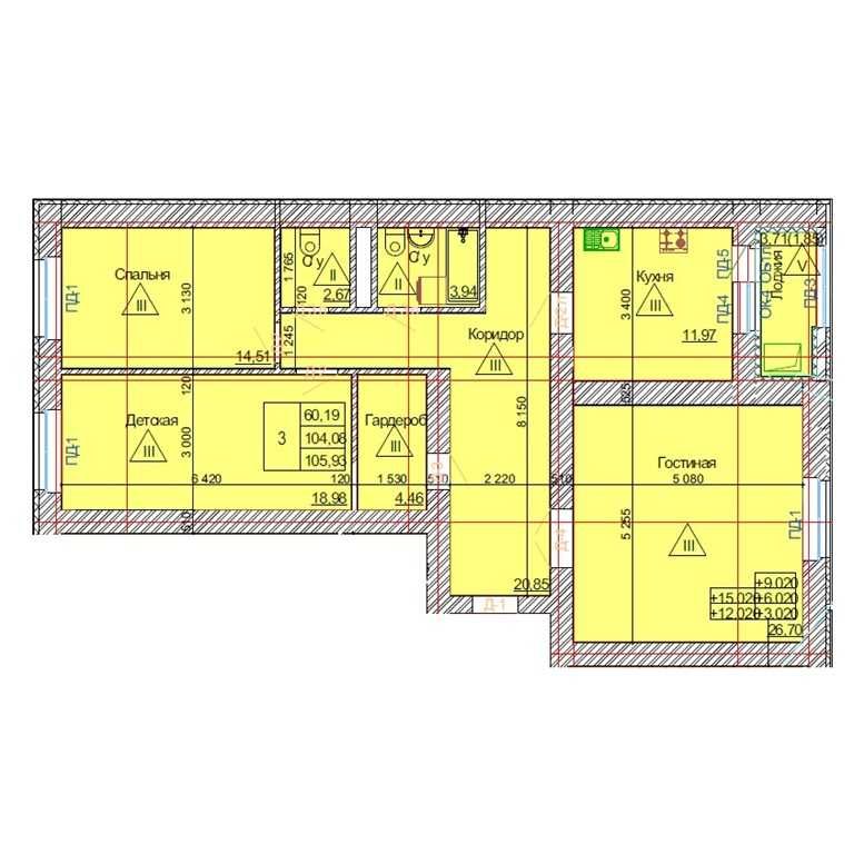 Продается новая 3-к квартира 105,93 м2 в кирпичном доме, Победы, 70а