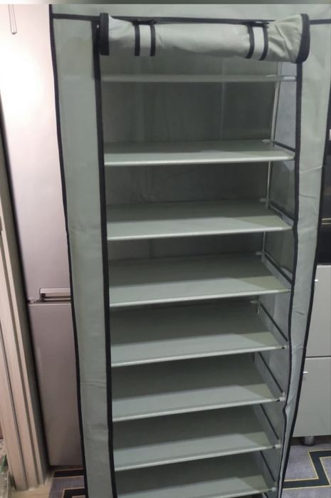 Темно розовая обувница из 9 полок