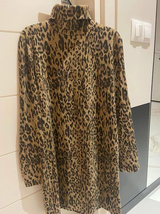 Дамска рокля/поло с леопардов принт. Подарявам джинсово сако към рокля