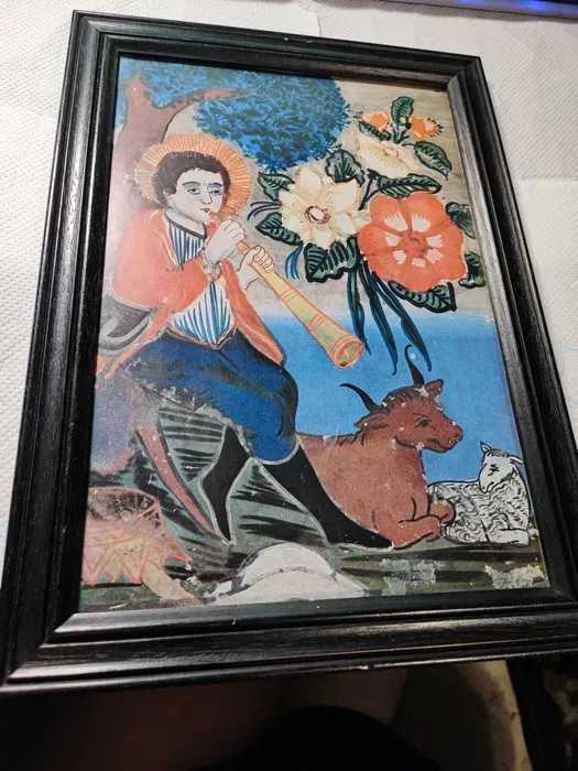Lot vintage de 6 icoane pe sticla