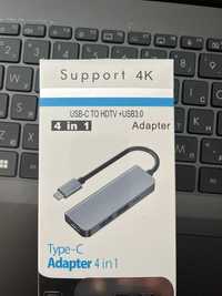 Adapter USB Type-C 4in1 адаптор усб тайп ц hdmi 4k hdtv usb-c usb3.0