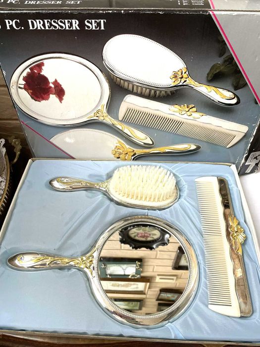 Красив посребрен комплект с позлата, закупен от Англия