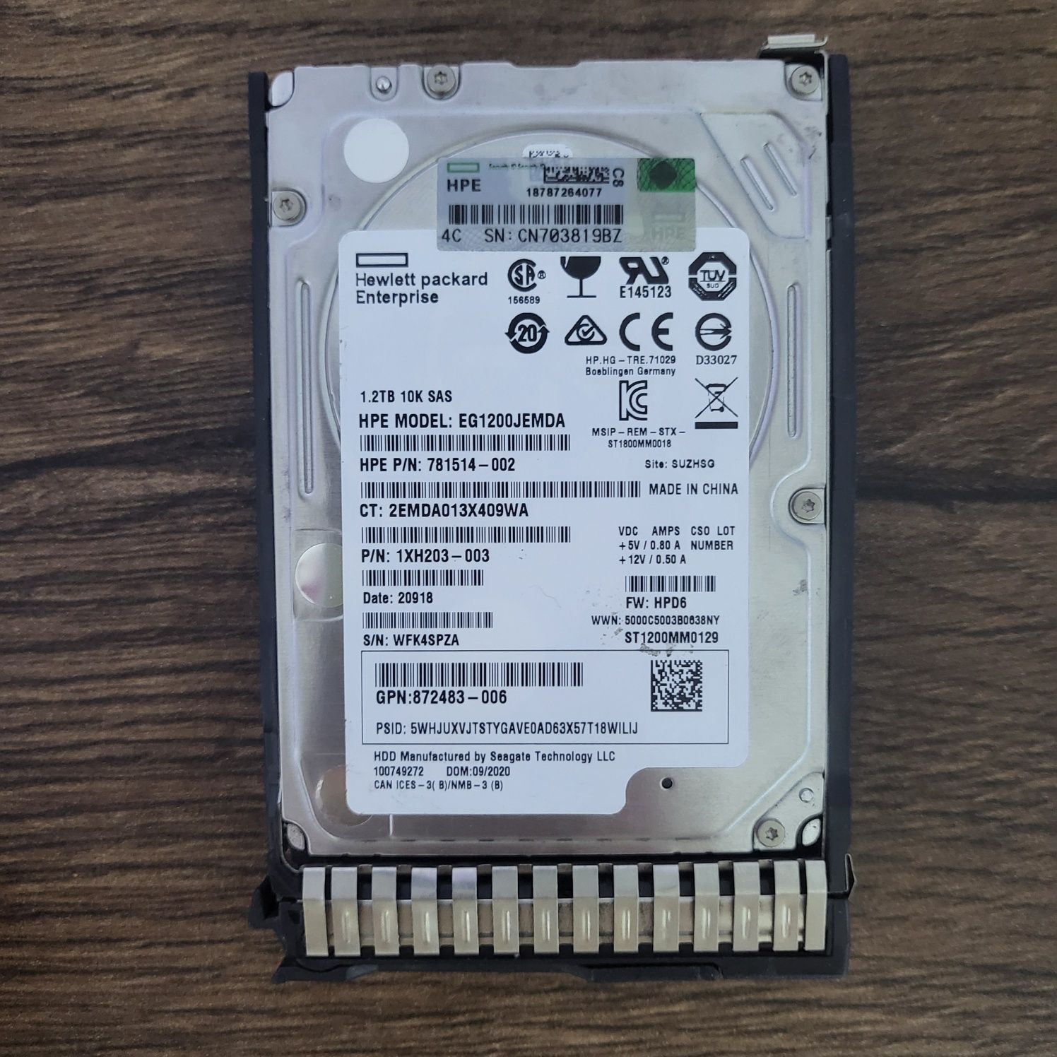 Серверный диск HP 1.2TB 10K SAS HDD - Enterprise Class, б/у, 2.5
