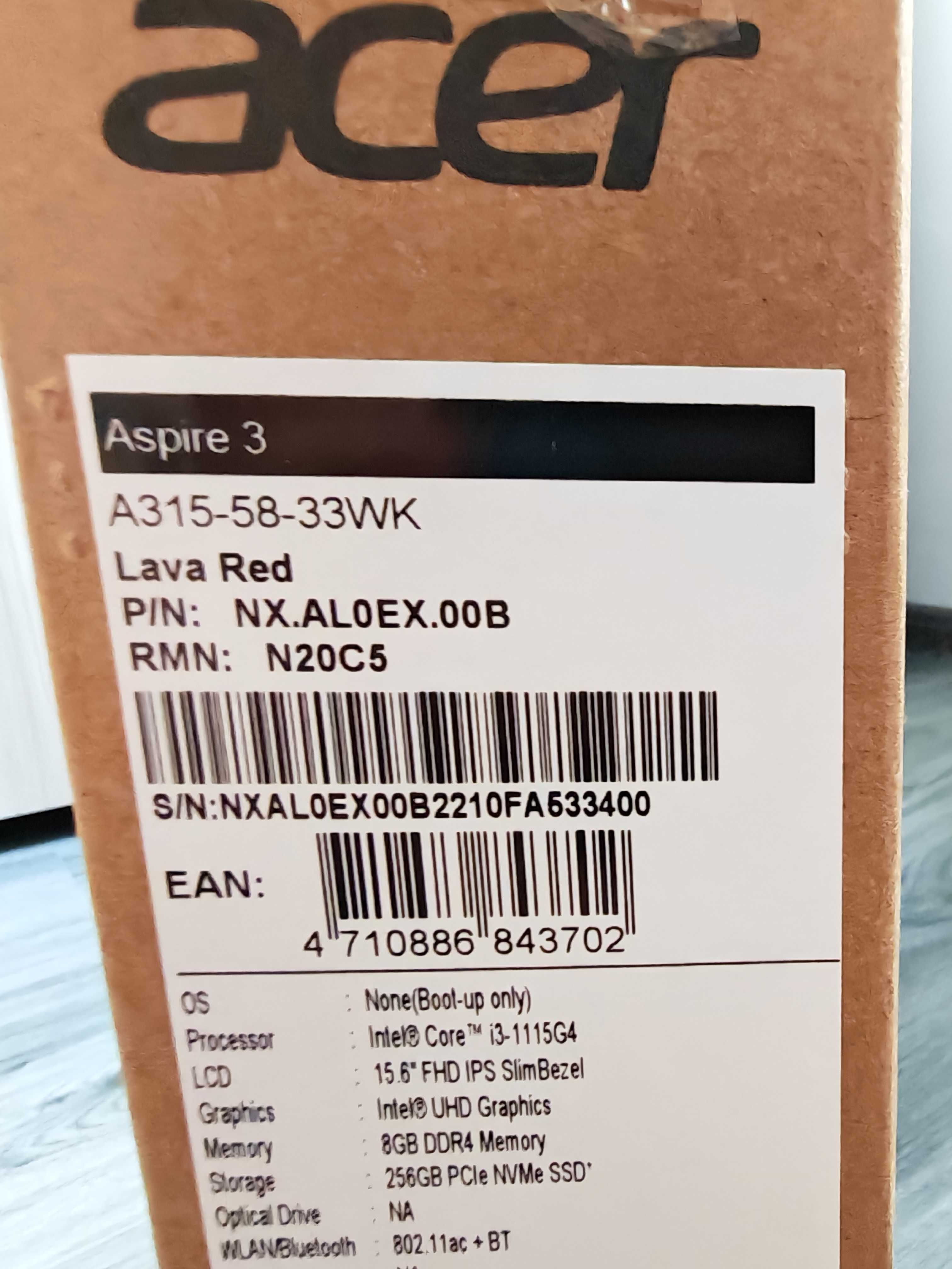 Нов Acer Aspire 3 A315, i3 1115G4, 16GB DDR4, 256GB Nvme