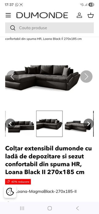 Vând canapea noua Dumonde 2.70x1.85 Dr. Taberei