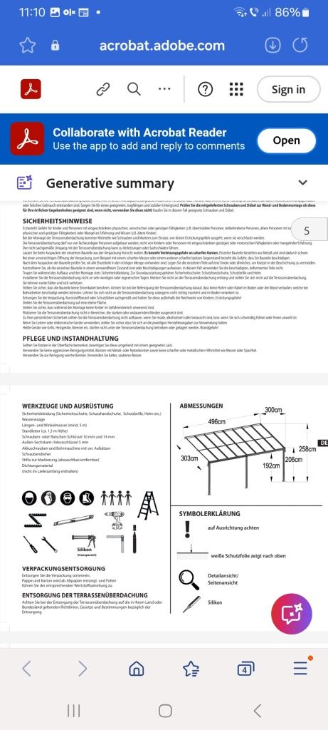 Vand pergola gri 5m × 3m c