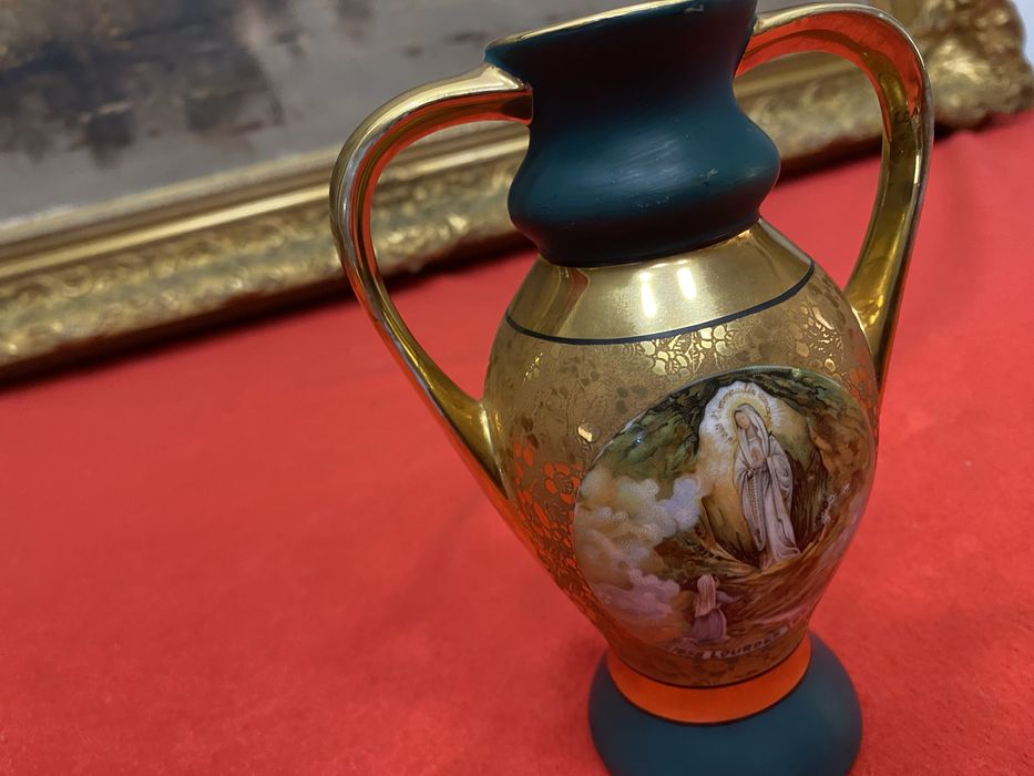 Френска ваза Limoges 1958 24 к позлата ръчно изрисувана