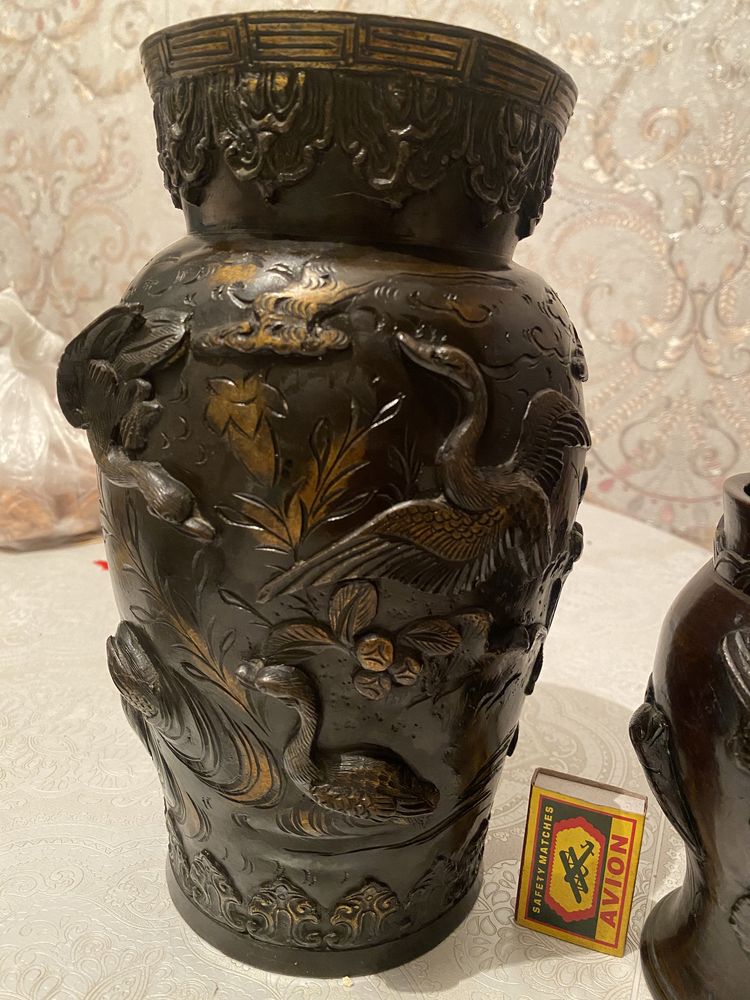 Старинные японские антикварные вазы, бронза