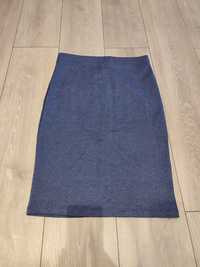 Вталена синя пола с висока талия