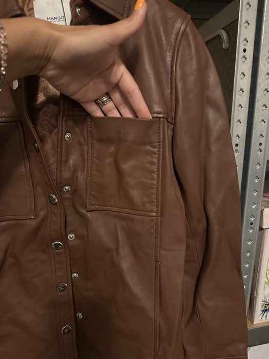 Jacheta tip camasa piele naturala MANGO